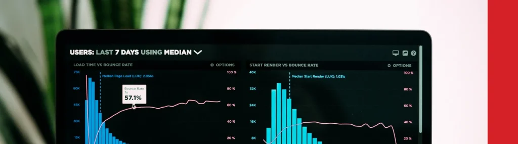 Performance monitoring metrics on a laptop screen.